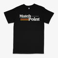 Black men's short sleeve t-shirt with a 3D digital printed pattern on the front.