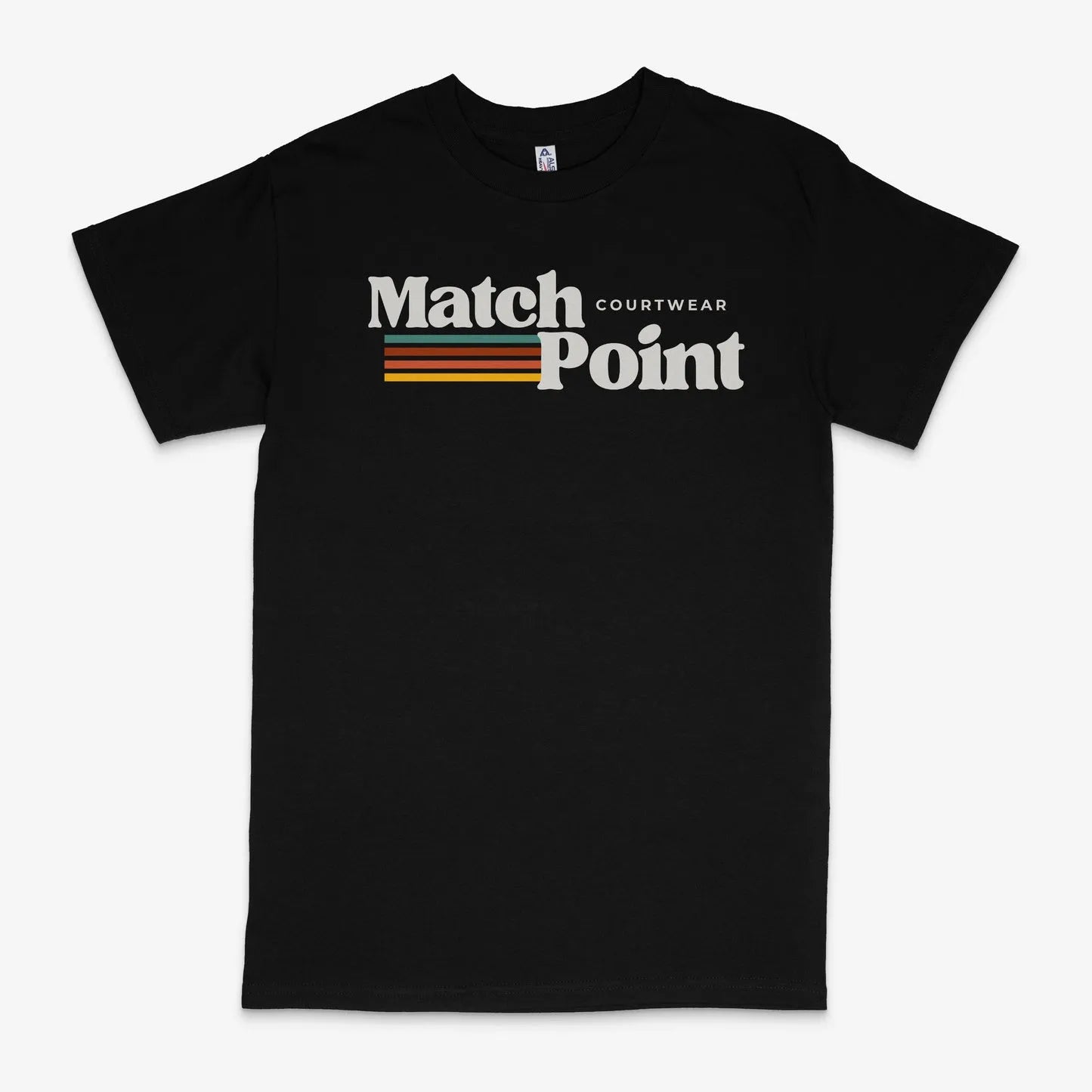 Black men's short sleeve t-shirt with a 3D digital printed pattern on the front.
