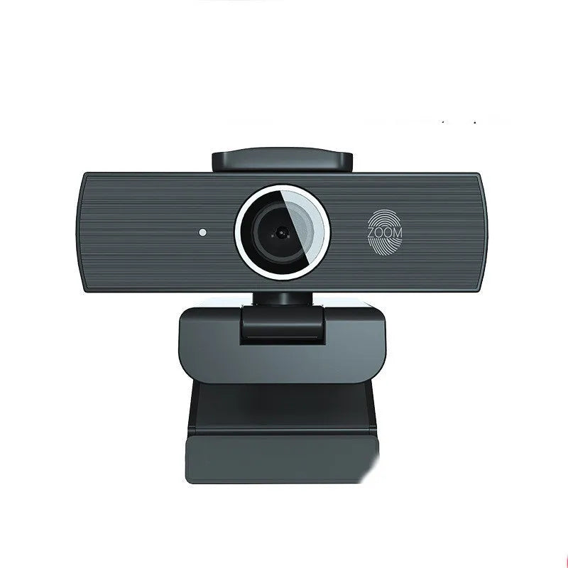 Black 8K UHD USB computer webcam with magnetic privacy cover for video conferencing