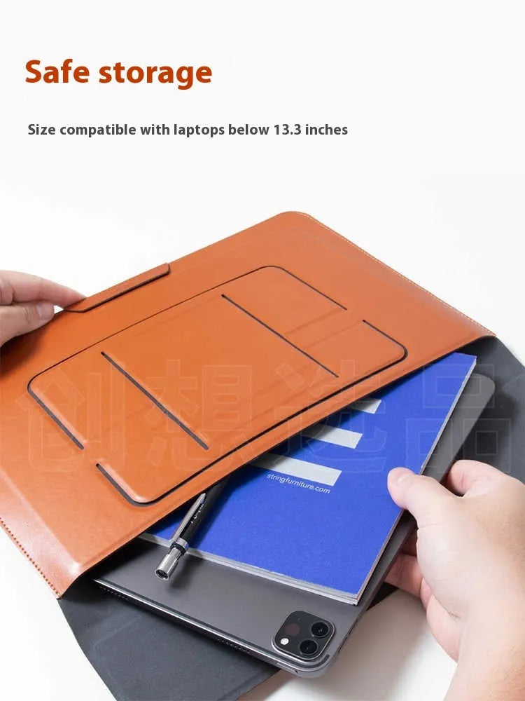 13.3-inch laptop bracket bag with integrated dual-angle stand in black or brown colour