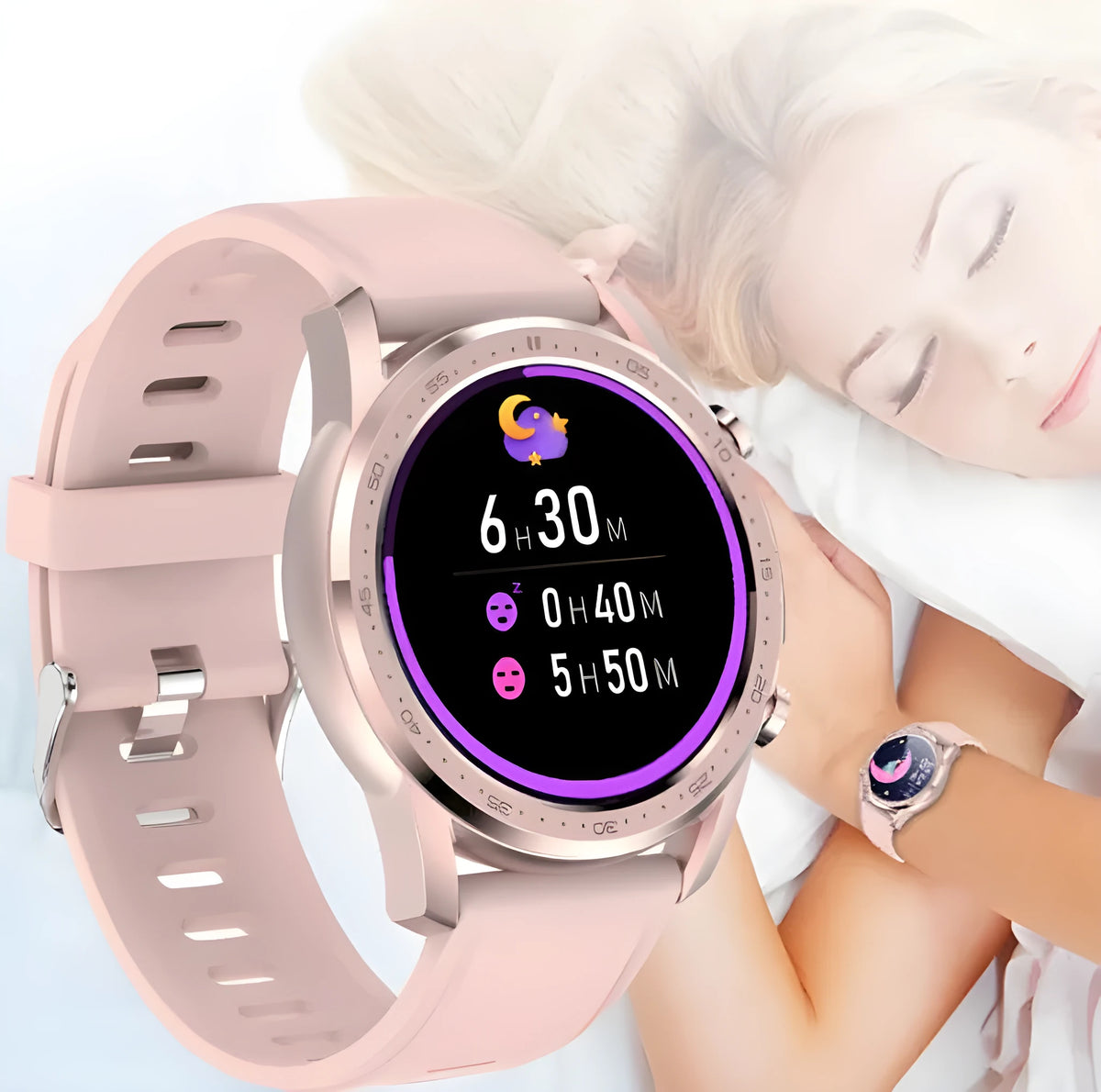 Black or grey zinc alloy smart bracelet with body temperature monitoring on wrist.