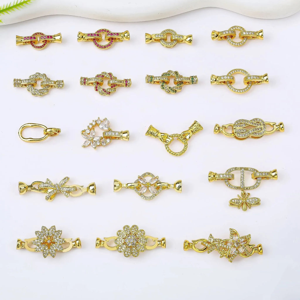 Small gold-coloured jewellery clasp with electroplated finish for DIY pearl necklaces