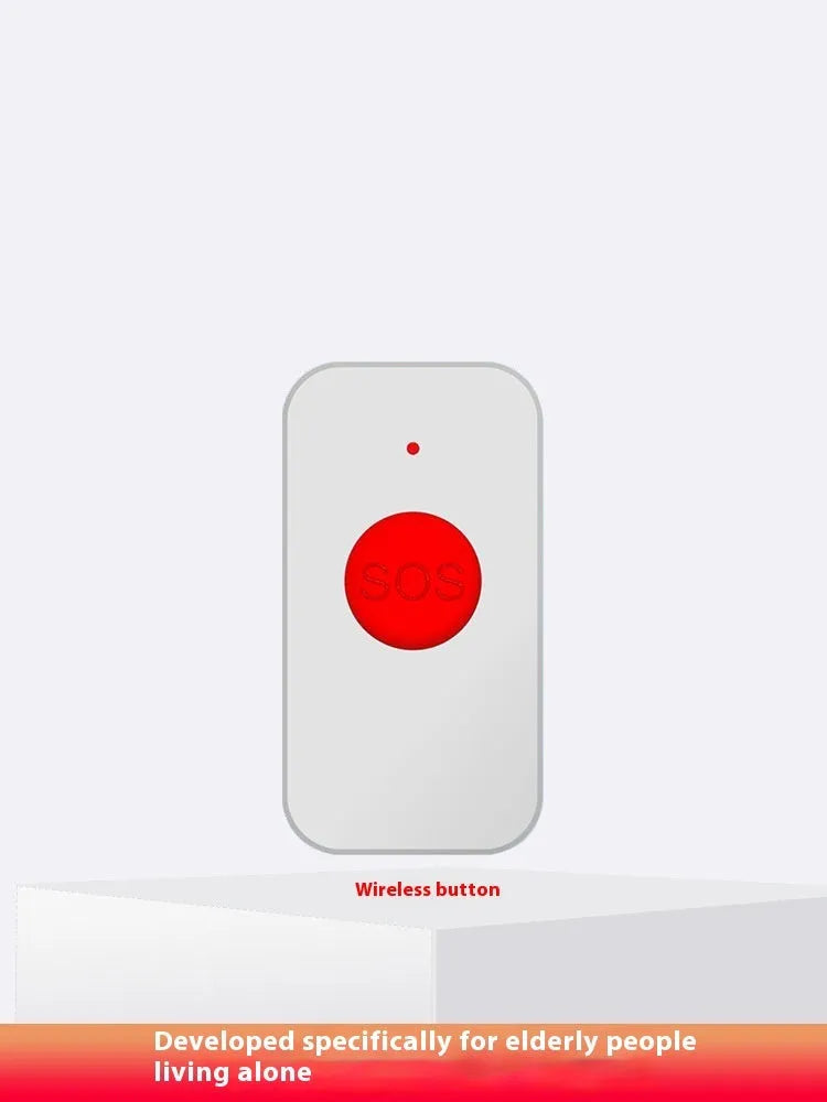 White emergency alert device with buzzer and three portable buttons for elderly care