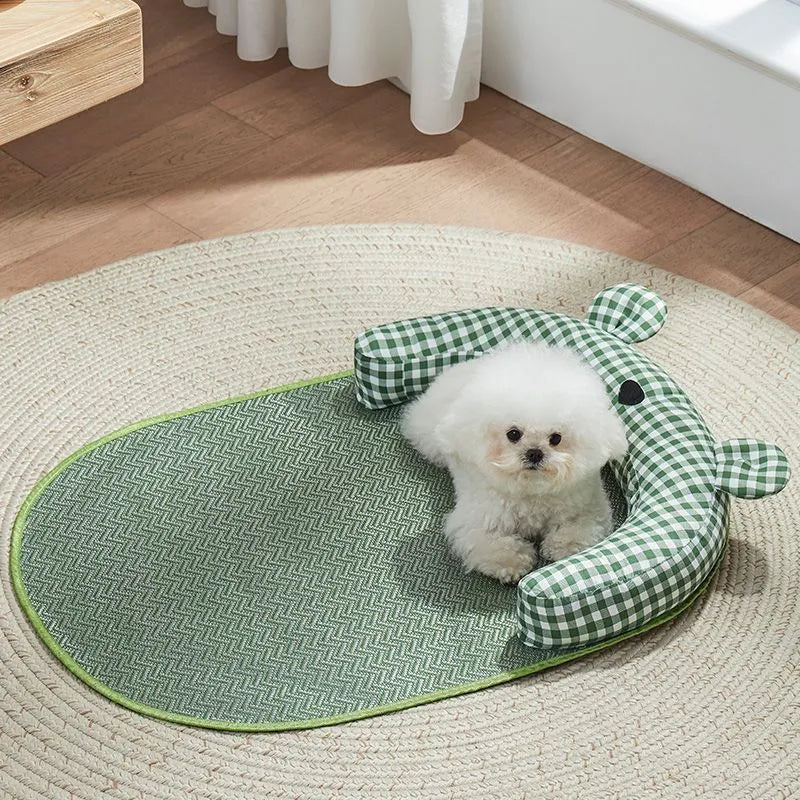 Four seasons pet cooling mat bed for dogs and cats in green or yellow with four size options