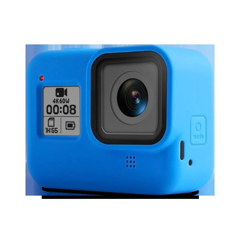 GoPro Hero8 Black protective silicone sleeve and anti-lost carrying strap set in blue colour