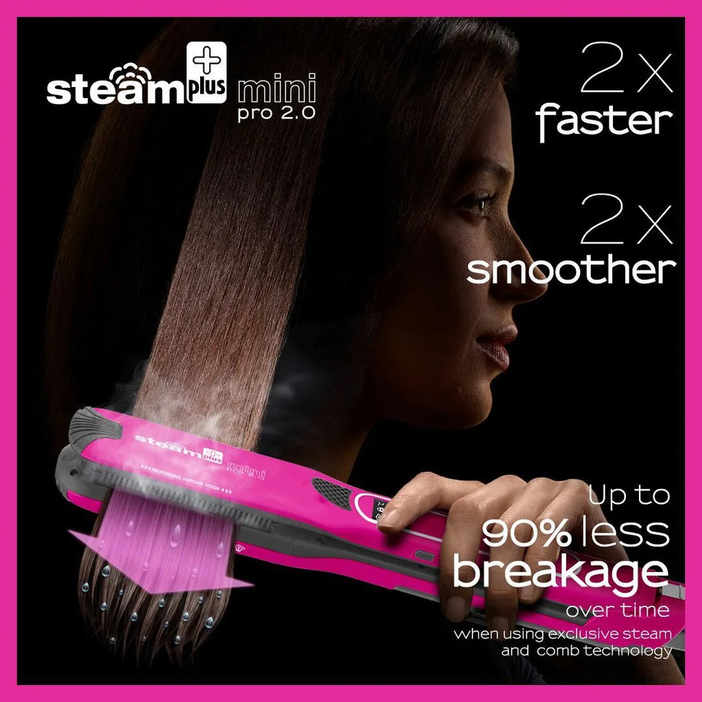 Mini steam splint spray hair straightener in champagne, purple, or rose red colour with steam function