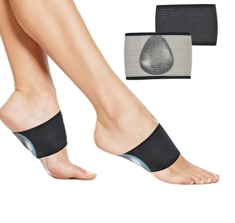 Elastic foot bandage with heart-shaped support pad for arch cushioning and flat feet