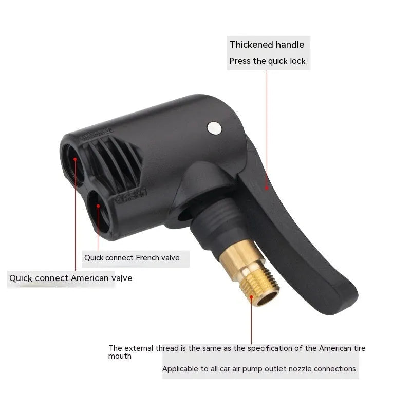 Portable car tyre inflator with USB charging port and two black nozzle connectors.