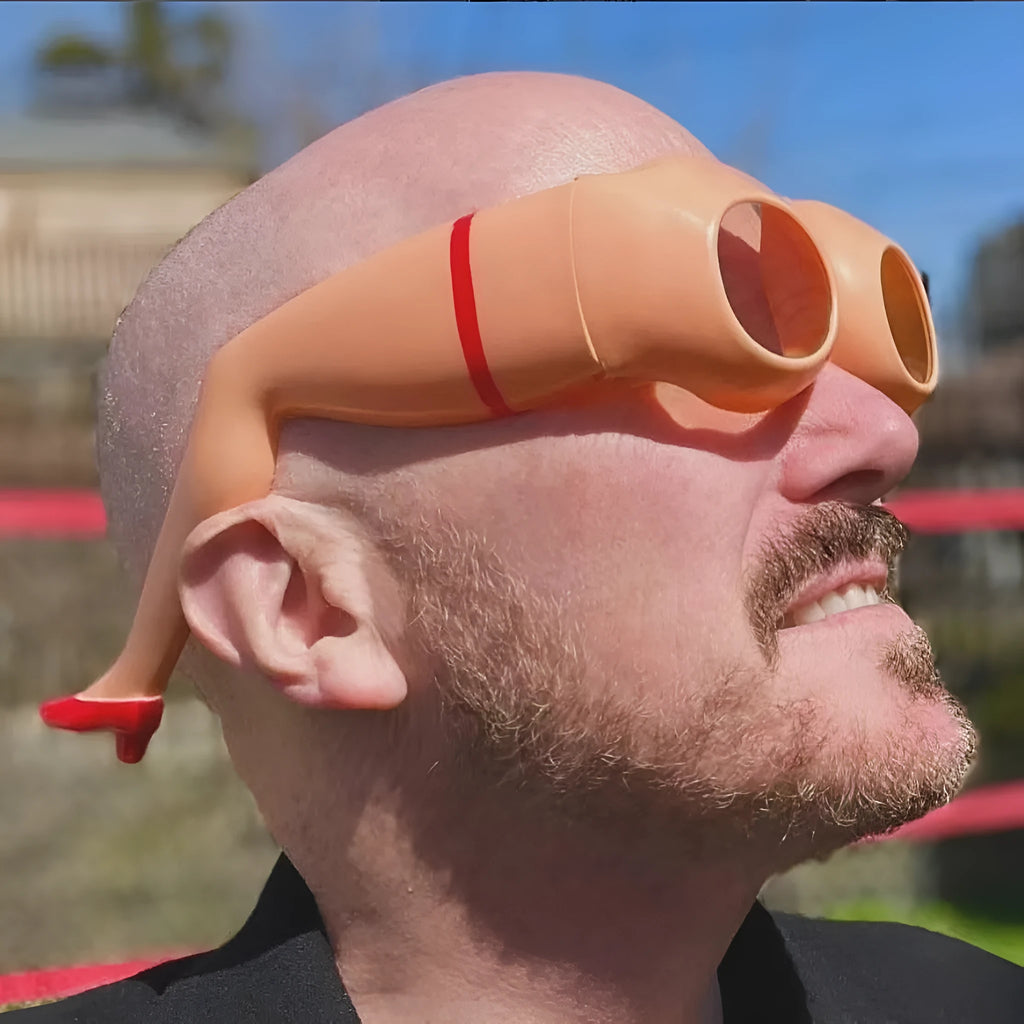 Orange personality leg hip sunglasses with 15cm width dimensions