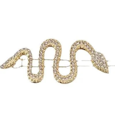 Korean vintage snake hair barrettes with rhinestone court styling in gold or silver electroplated finish