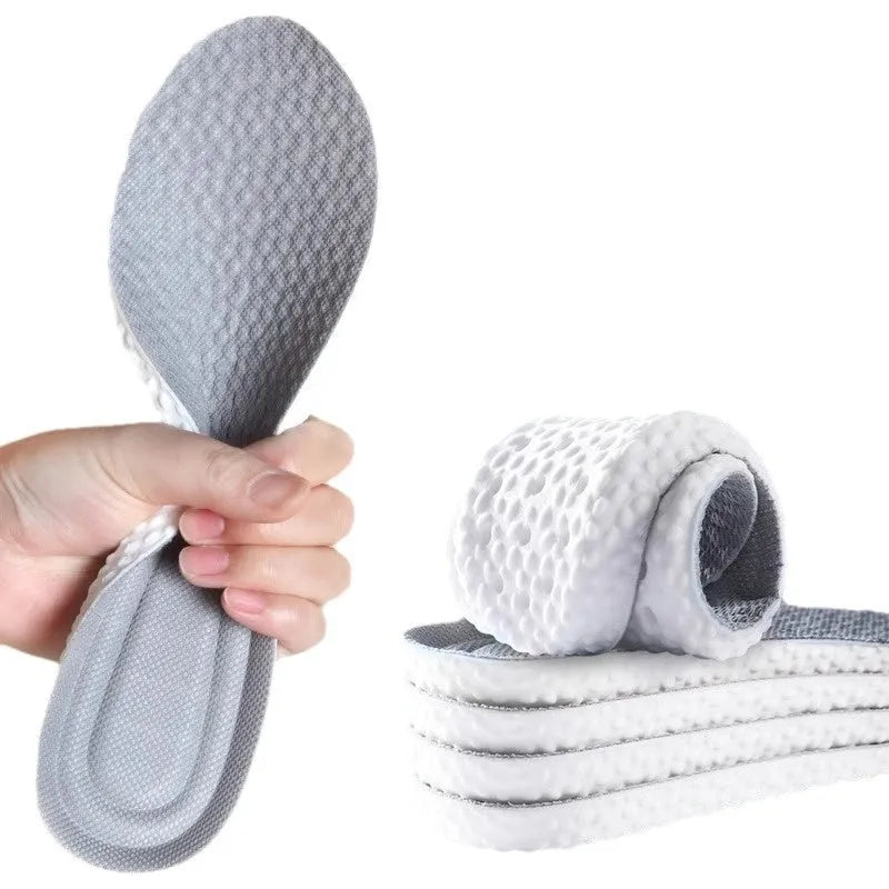 Breathable deodorant sports insoles in grey, black, and orange colours with high elasticity