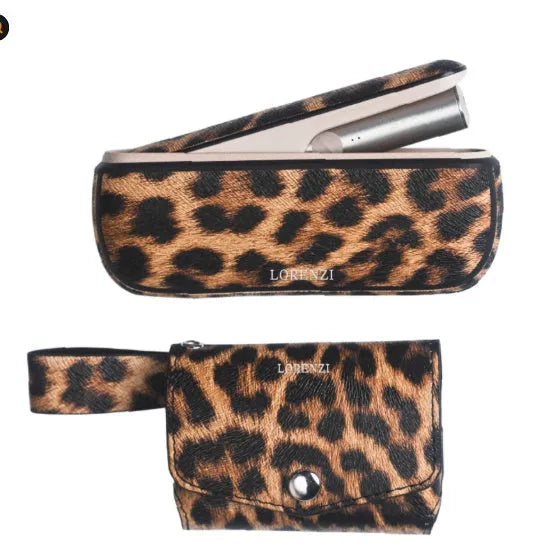 Light luxury nylon canvas storage protective bag with zip closure in leopard print and yellow colours