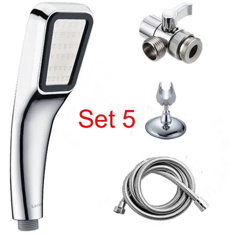 Orange hand-held pressurised shower set with rain function for normal water pressure systems