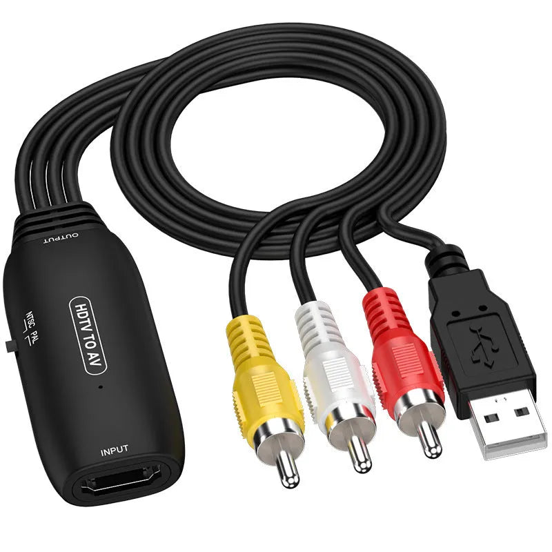 HDMI to AV converter adapter cable with 110cm length for 1080p video signal transfer