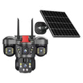 Solar surveillance camera without plug-in, three lens, IP66 waterproof ABS body, 200x170x210mm