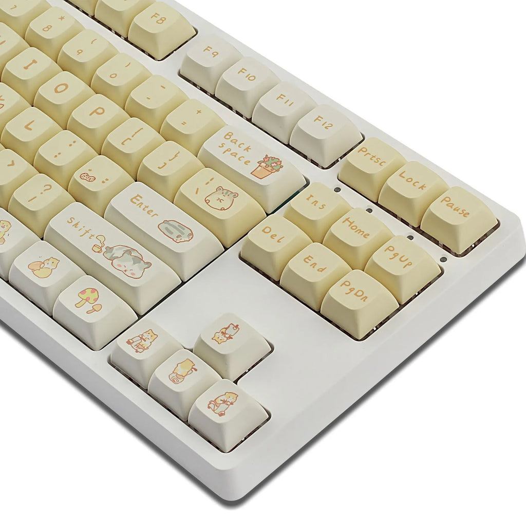 Custard and mouse character design mechanical keyboard keycaps set for 68 75 98 100 percent layouts
