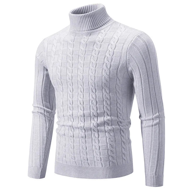 Men's slim fit twist turtleneck pullover in chenille fabric available in multiple colours and sizes