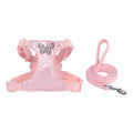 Small dog chest strap and hand holding traction rope set with metal butterfly, available in four colours and XXS to M sizes