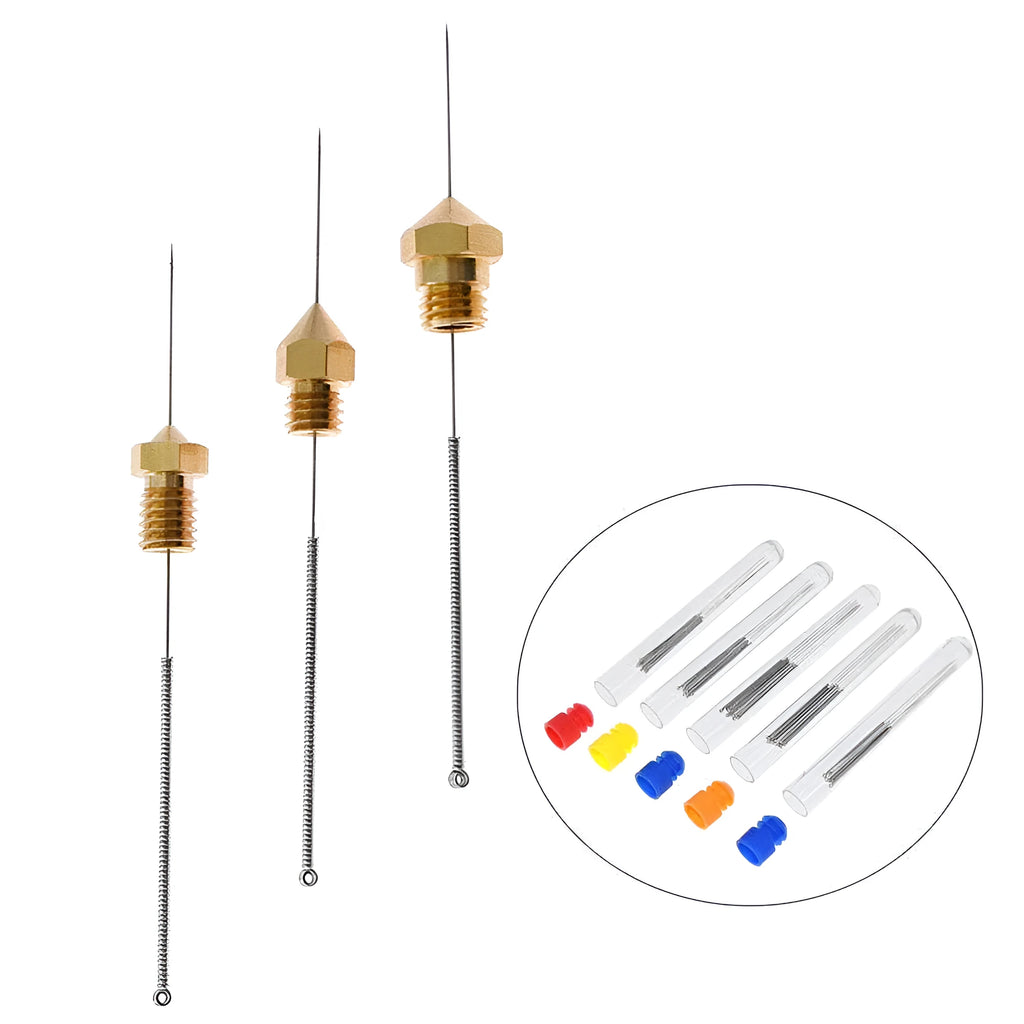 MK8 E3D 3D printer nozzle cleaning needles in 0.2mm 0.25mm 0.3mm 0.35mm 0.4mm sizes 10-piece pack