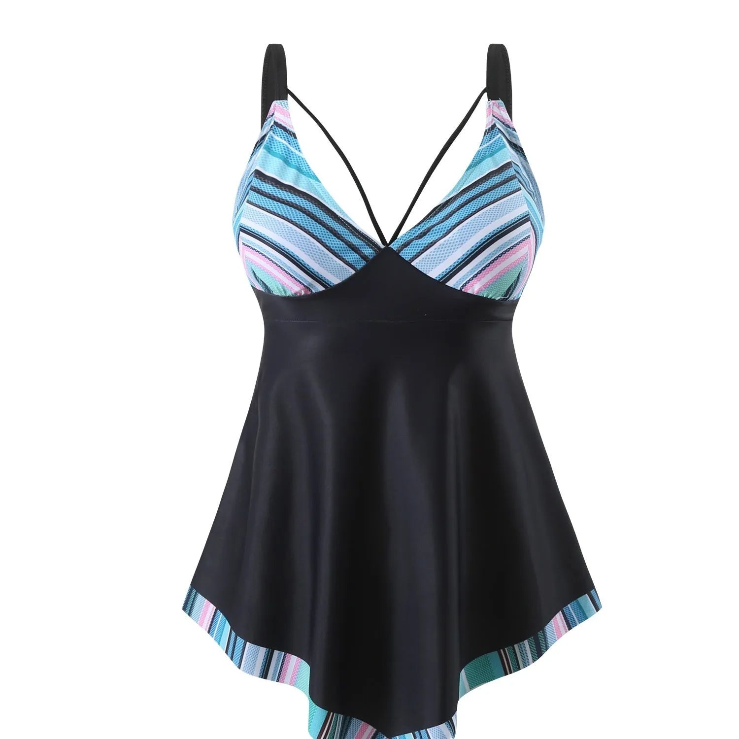 Plus size two-piece swimsuit bikini set in quick-drying polyester fabric
