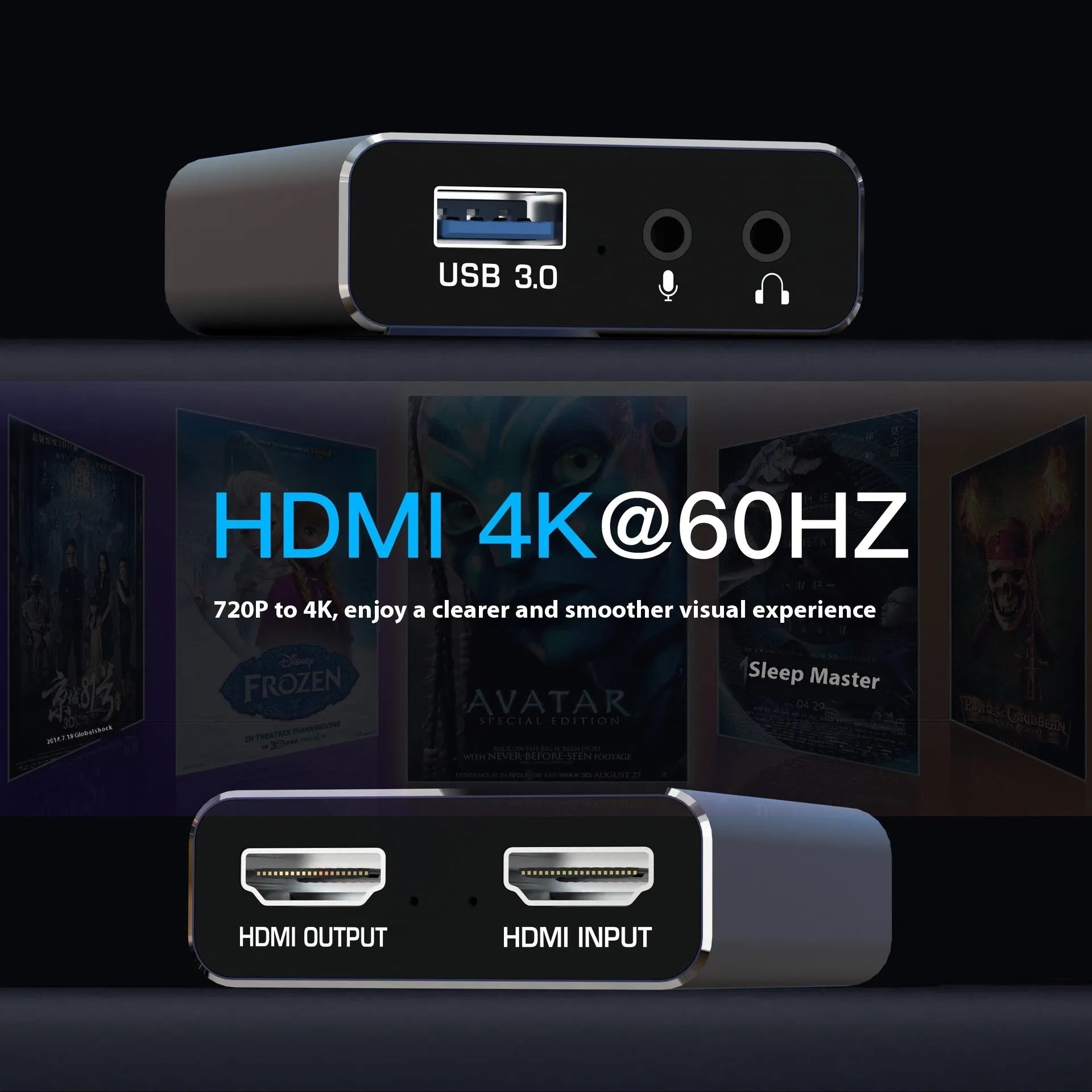 Black 4K gaming set-top box with audio recording functionality and universal system compatibility