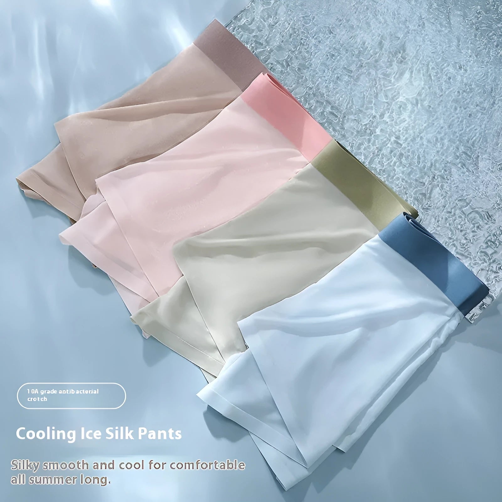 Men's ice silk graphene antibacterial shorts in bean green with seamless construction
