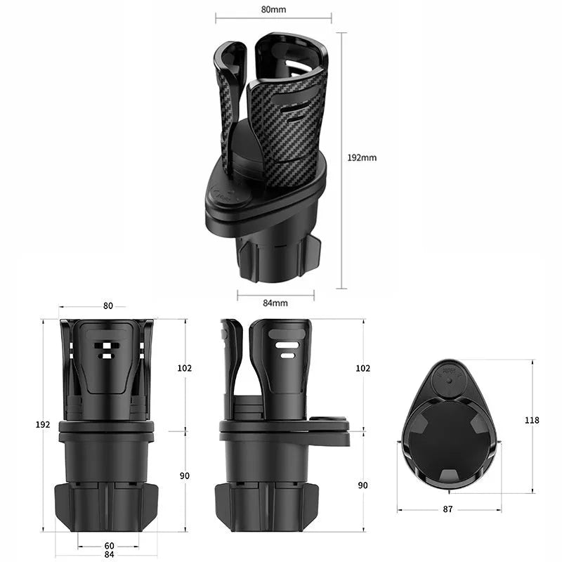 Second generation car cup holder modification in ABS plastic with carbon fibre or matte finish options