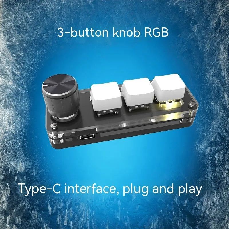 Black and white RGB backlit macro keypad with copy and paste buttons