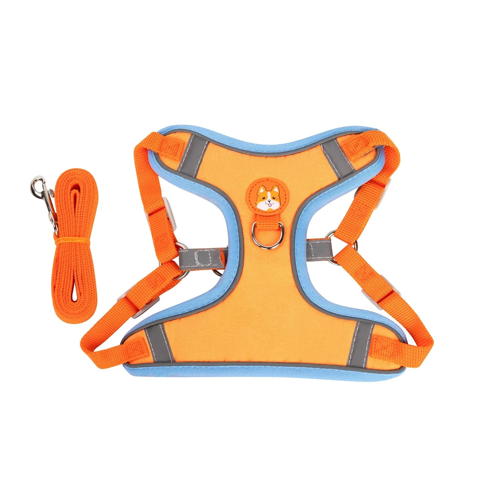 Adjustable dog haulage harness with vest design in purple, blue, orange, red, brown or green