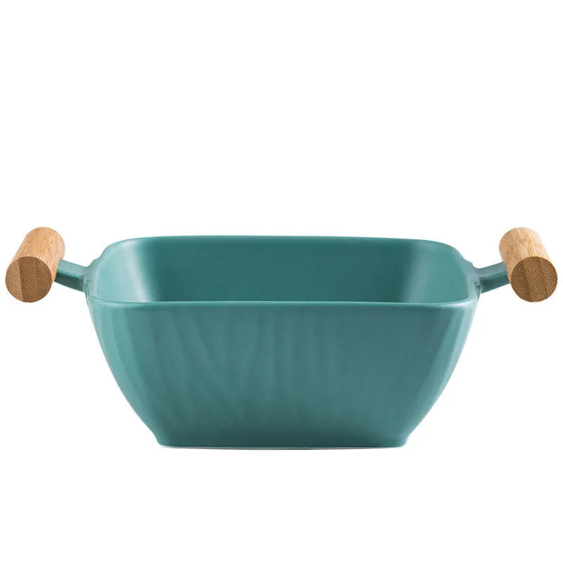 Creative irregular shaped porcelain bowl with matching lid in modern simple style