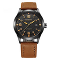 Men's automatic mechanical watch with retro leather strap showing four colour variations