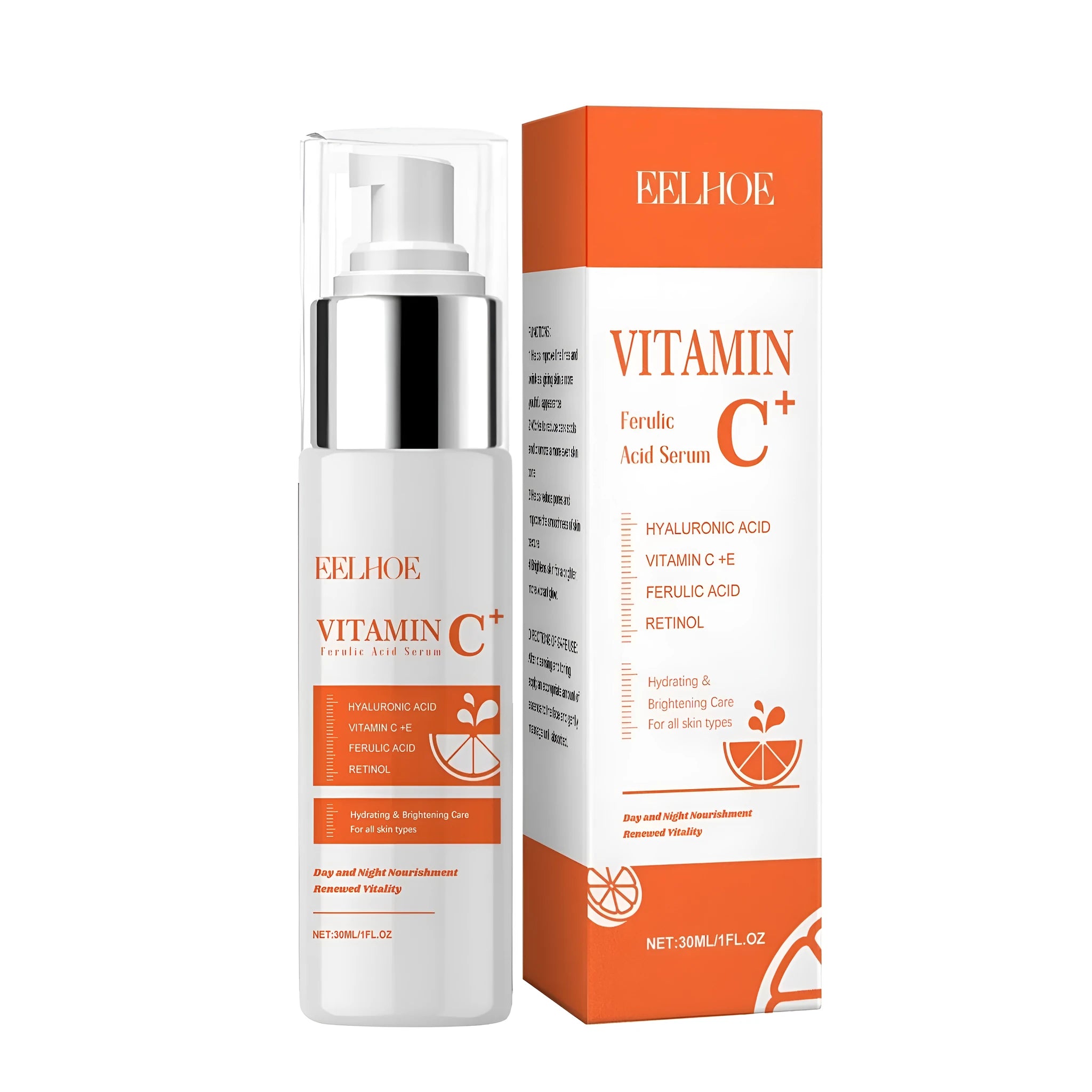 30ml bottle of Vitamin C Ferulic Acid Serum with retinol and hyaluronic acid
