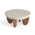 White solid wood coffee table with adjustable height feature and storage compartment