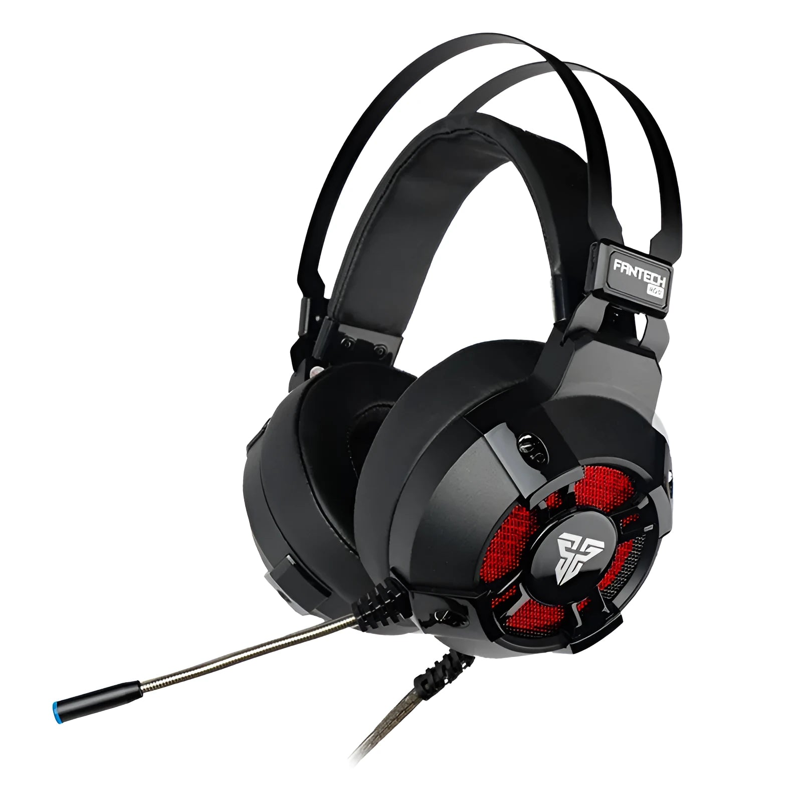 Fantech HG11 black gaming headset with RGB lights on ear cups and a USB cable.