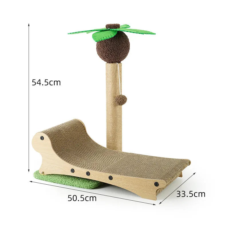 Wooden cat climbing frame with beach chair cat nest and hemp mat scratch board