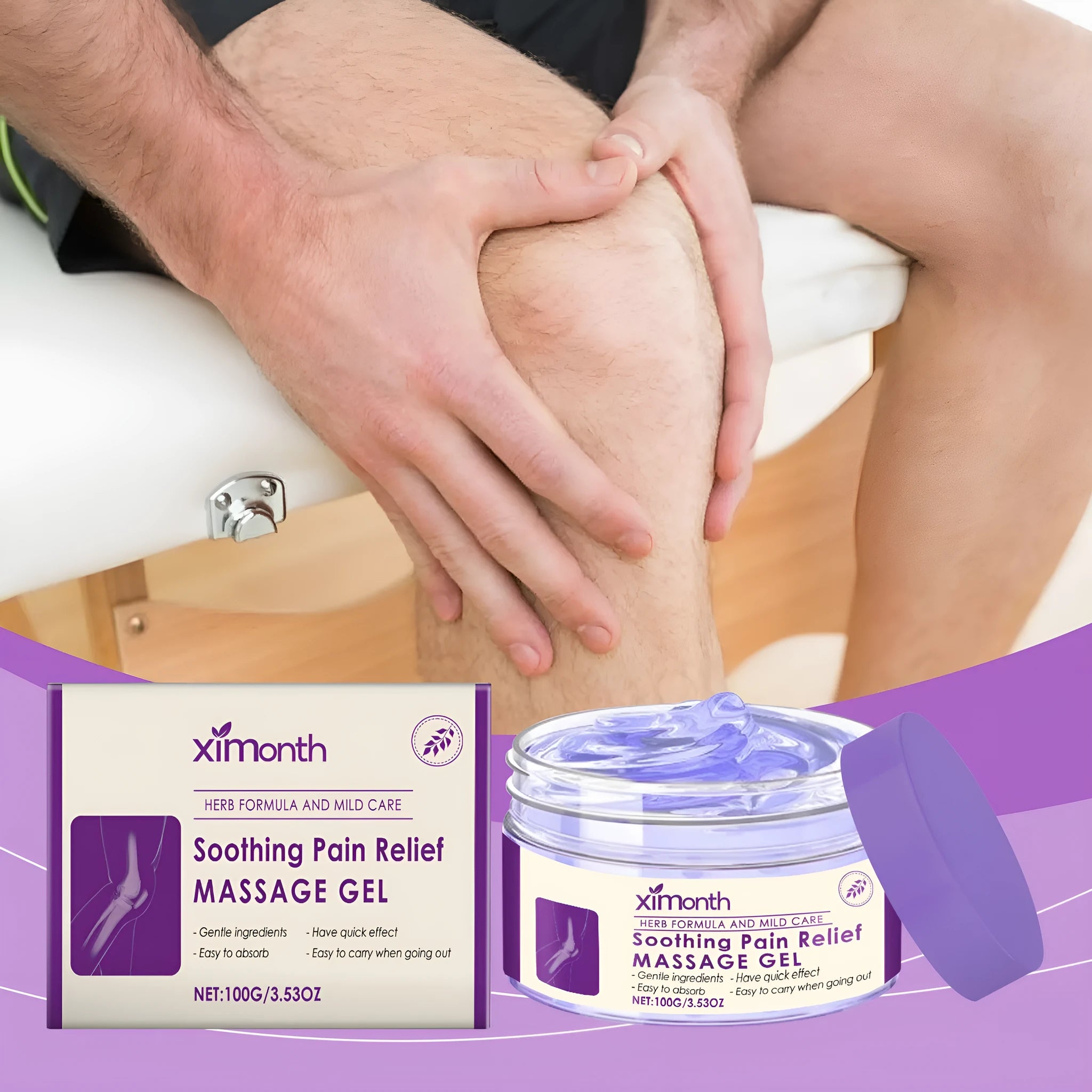 100g tube of body massage gel for joint, knee and elbow care with menthol and herbal extracts