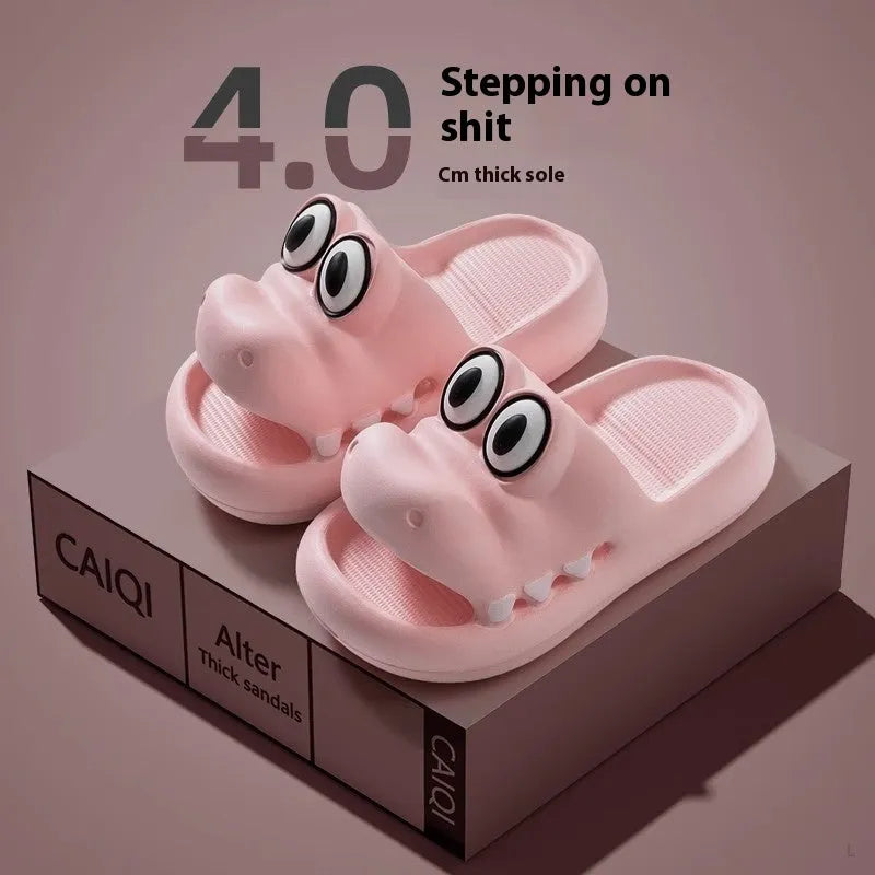 Children's EVA platform sandals with animal pattern in pink, green, yellow and blue colours