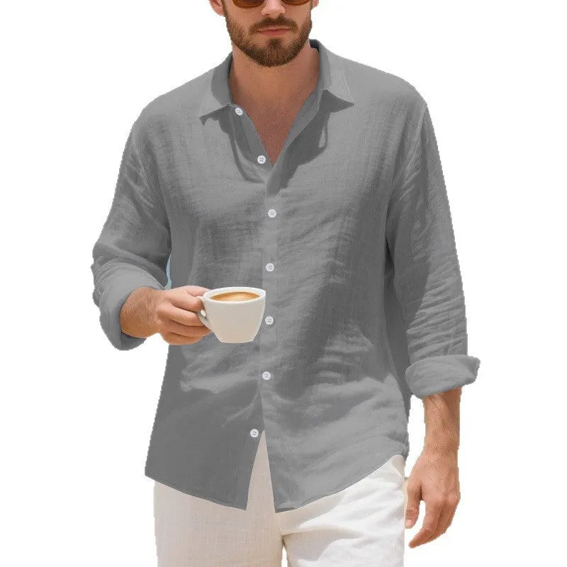 Linen casual shirt with American-style loose Hawaiian vacation styling in multiple colour options