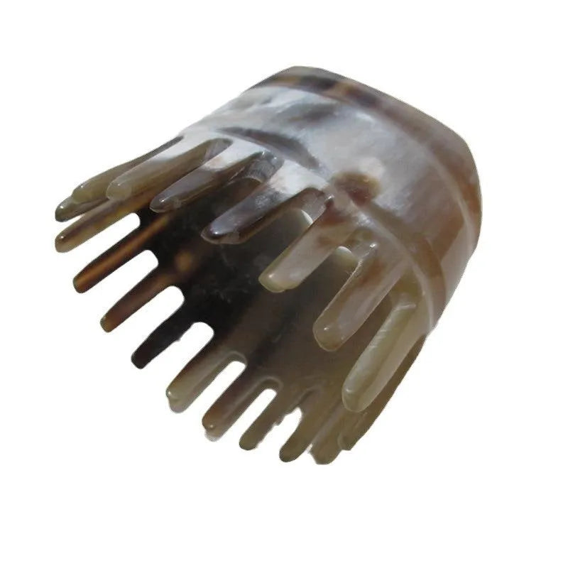Black horn comb with half wide teeth and pointed tips for traditional meridian massage therapy