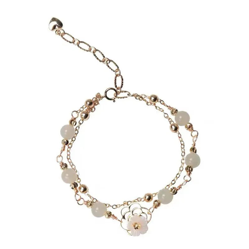 Yellow gold shell flower butterfly bracelet for women with geometry shape and electroplated finish