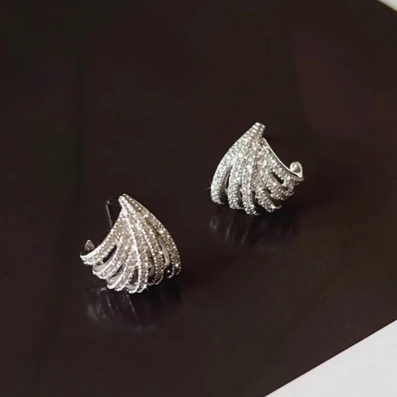Geometric design zircon earrings with platinum electroplating finish for women