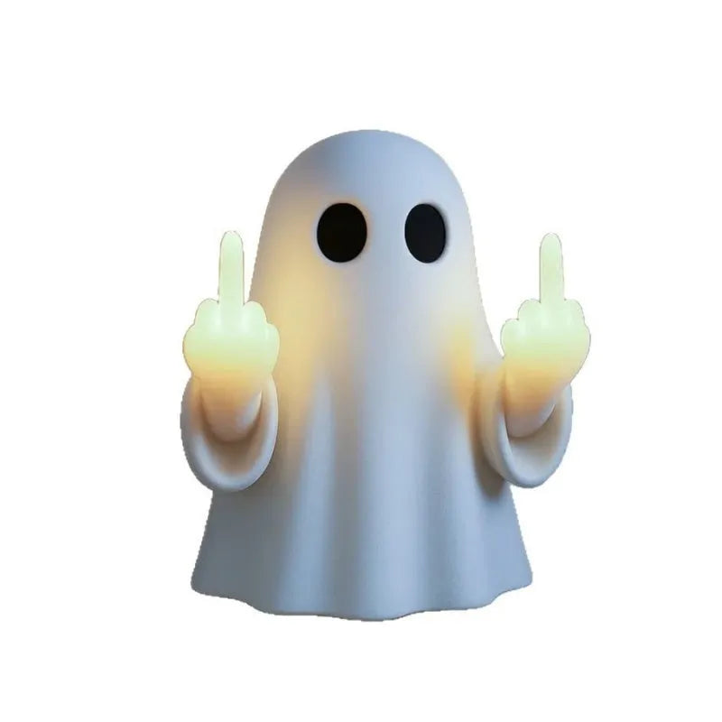White modern ghost statue night lamp for Halloween decoration on a table