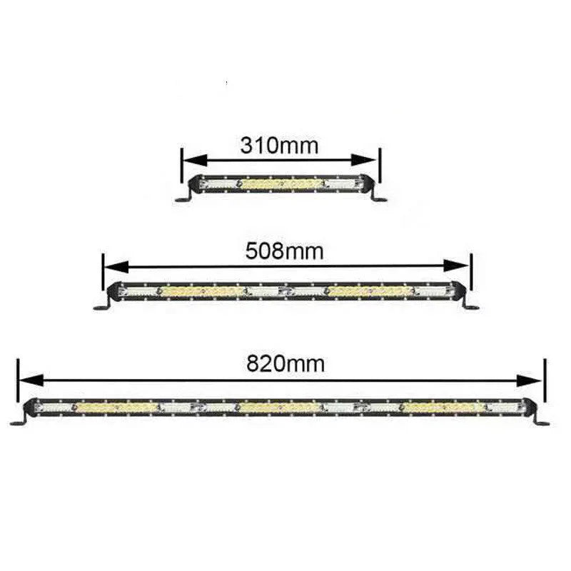 Ultra-thin white aluminium single row LED light bar for vehicle roof mounting.