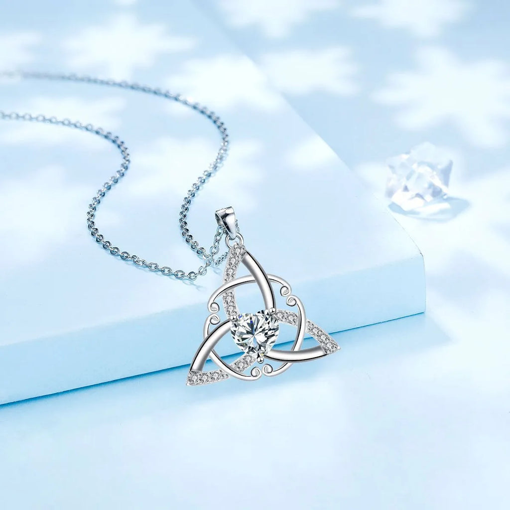 Geometric Celtic knot necklace for women in electroplated copper with colour options