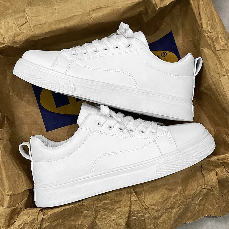 Men's Korean-style low-top sneakers in three colour options with round toe and flat rubber sole