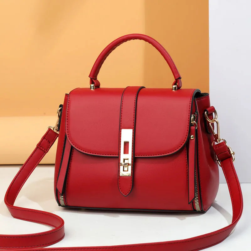 Soft PU leather women's shoulder messenger bag in square vertical design with adjustable strap