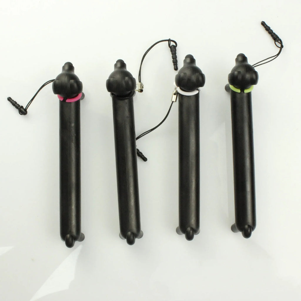 Black dog shaped touch screen pen with extendable length on white background
