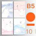 Set of 10 thread-bound soft cover notebooks in A5 and B5 sizes with various designs