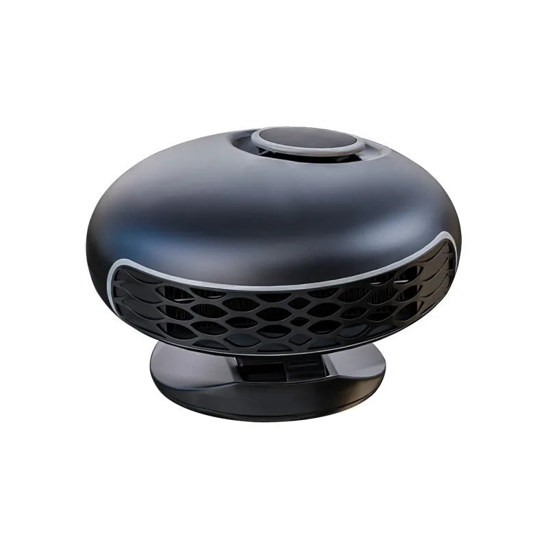 Black ABS car warm air blower heater with cable for 12V or 24V defrosting and demisting.