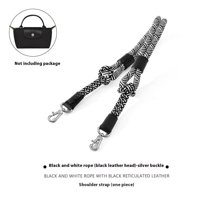 Braided nylon and leather shoulder strap with alloy buckle for bag modification
